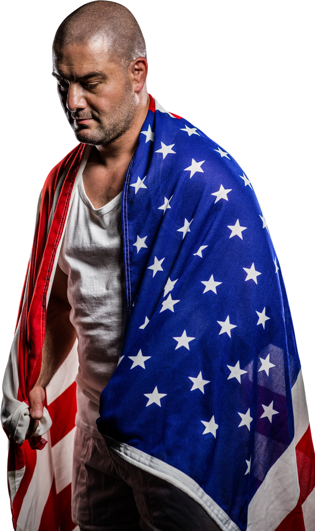 Sportsman Wrapped in American Flag on Transparent Background - Download Free Stock Images Pikwizard.com