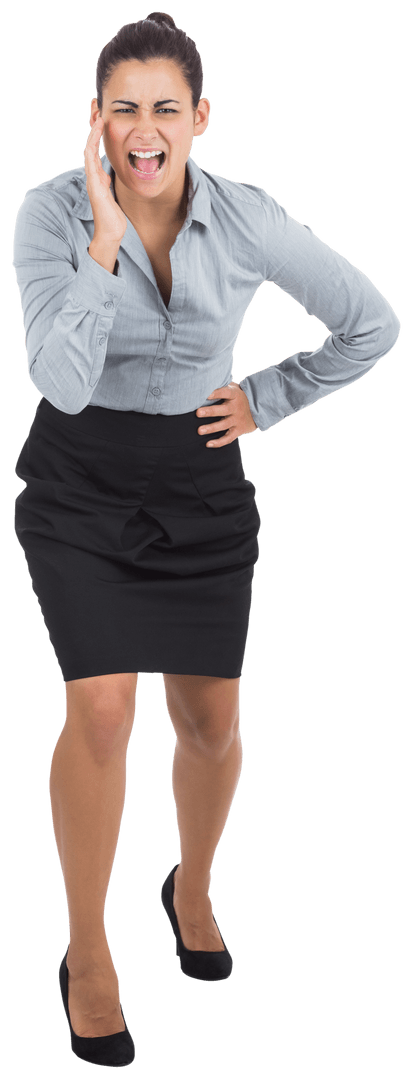 Businesswoman Appearing Upset on Transparent Background