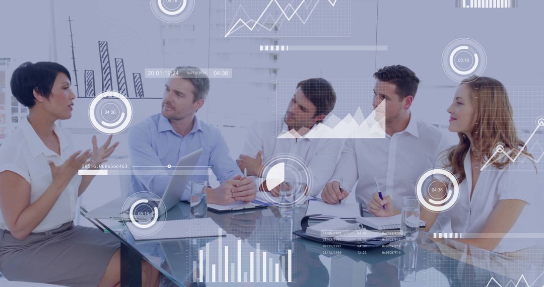 Business Meeting Analyzing Financial Data Graphics and Collaboration