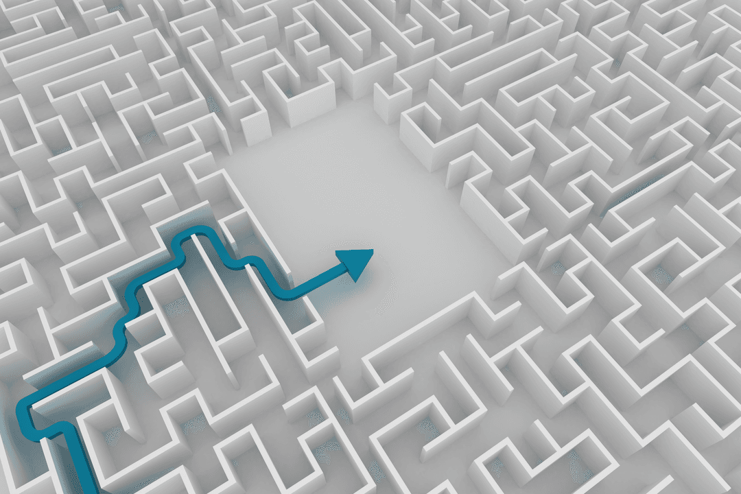 transparent 3d maze with arrow and solution path stylization - Download Free Stock Images Pikwizard.com