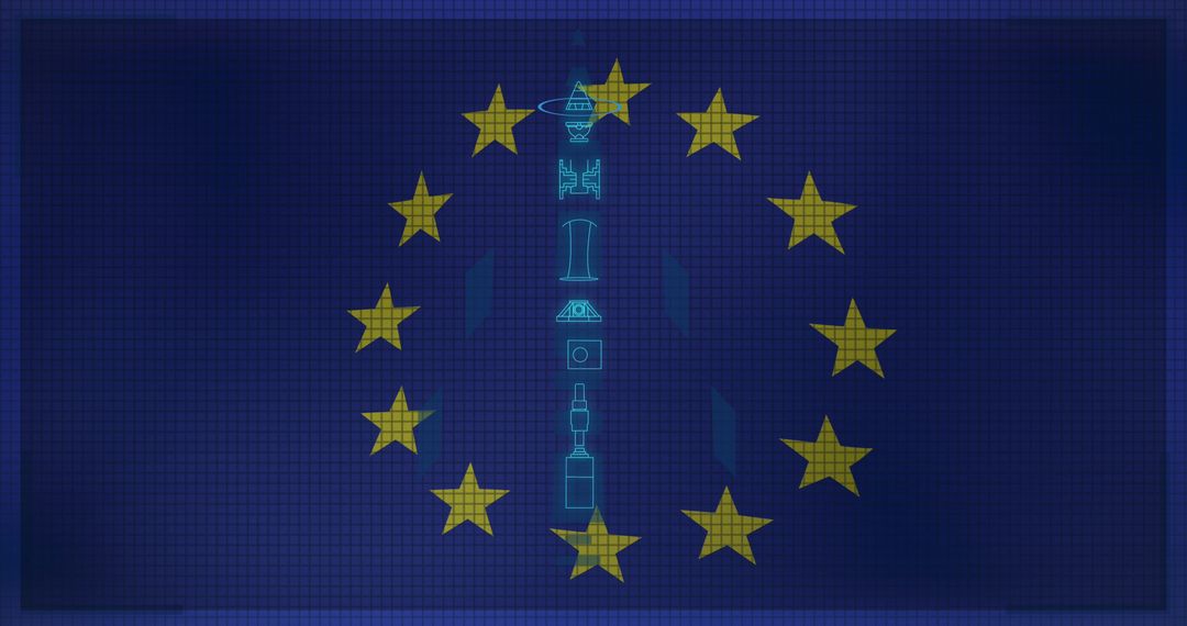 Digital Illustration of Missiles and European Union Stars