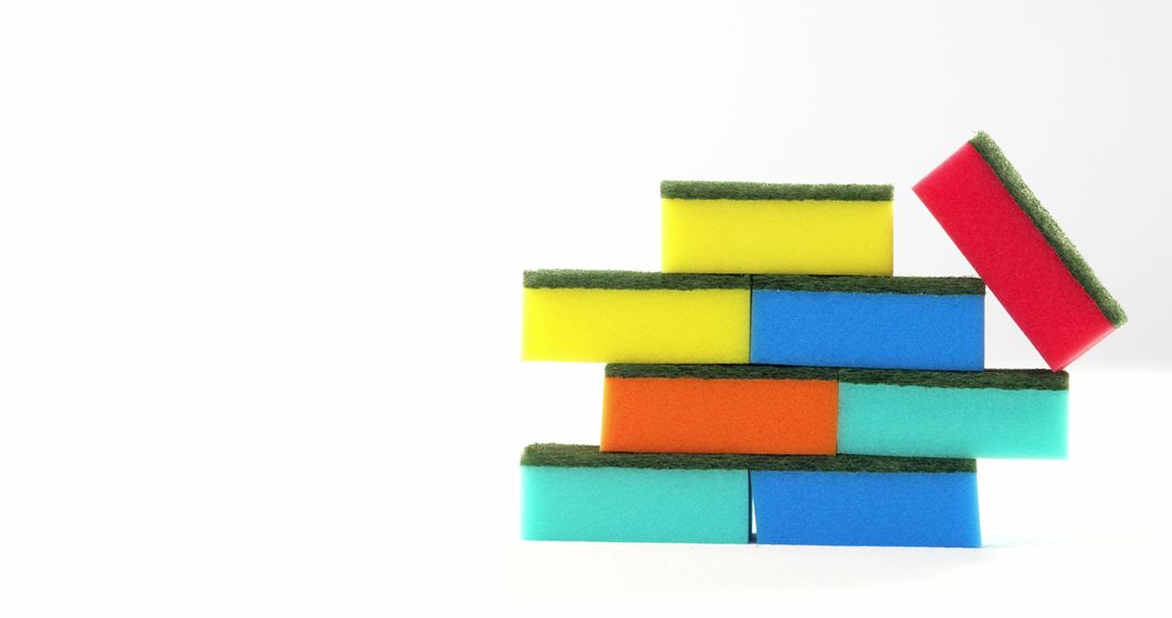 Colorful Stack of Cleaning Sponges Isolated on White Background - Free Images, Stock Photos and Pictures on Pikwizard.com