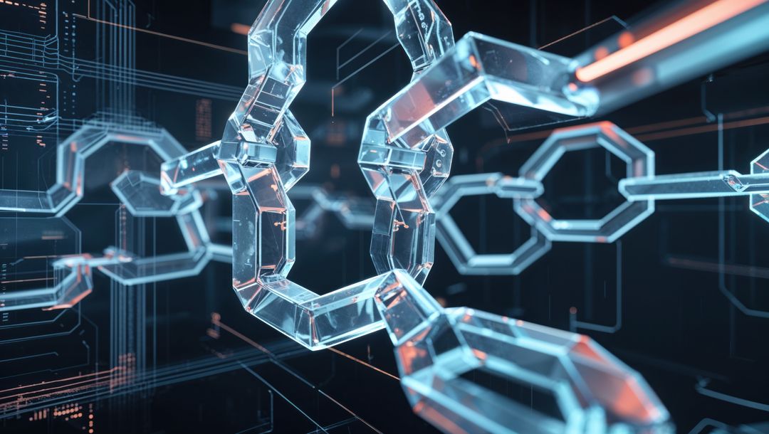 Futuristic Blockchain Network with Glowing Hexagonal Links