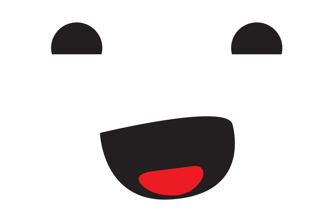 Abstract Smiling Face with Red Mouth on Transparent Background
