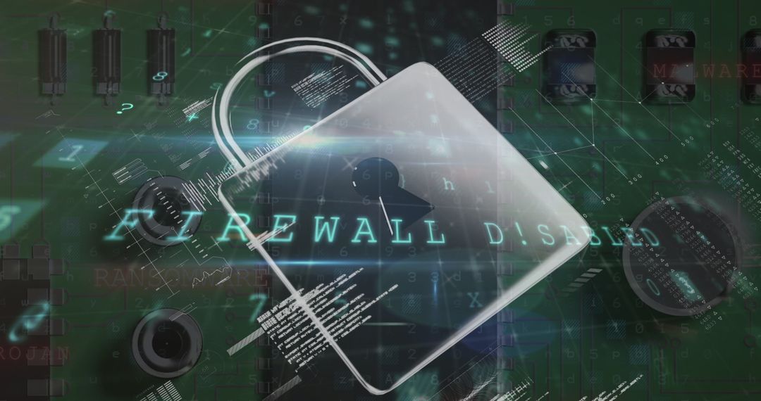 Cyber Security Concept with Transparent Padlock Tight Circuit