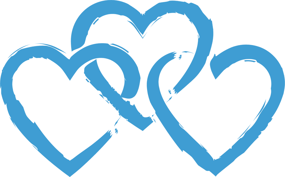 Blue Overlapping Hearts on Transparent Background