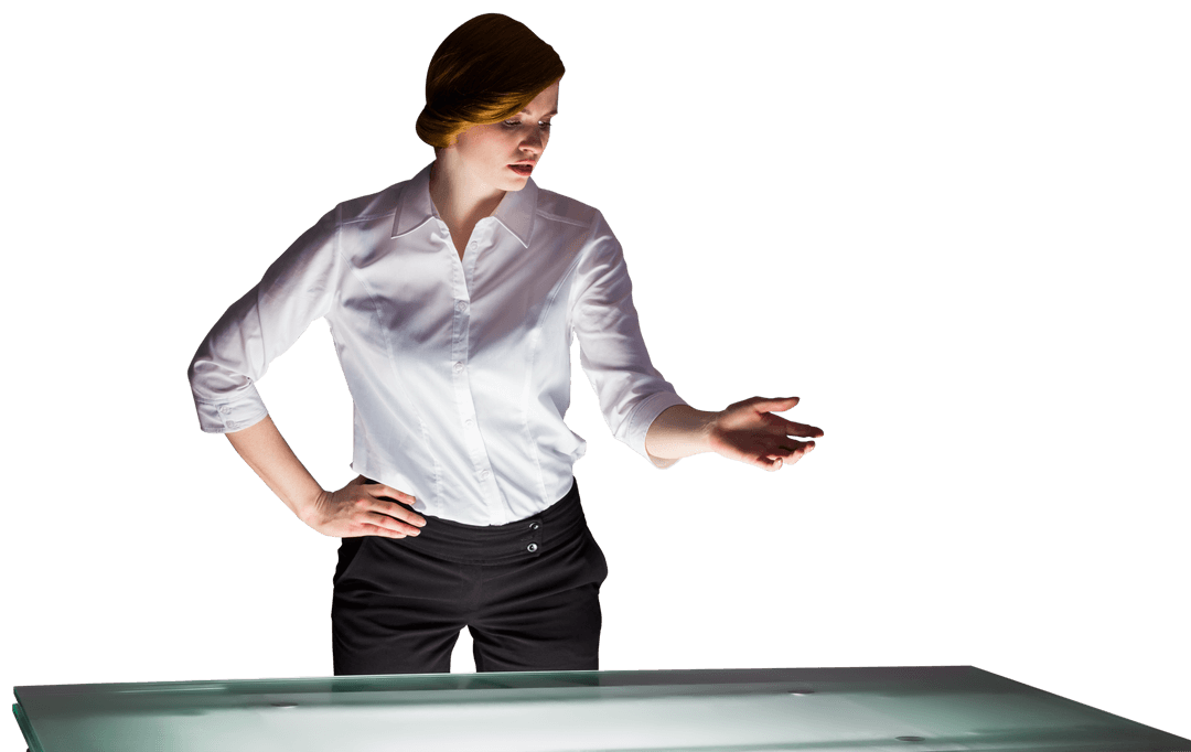 Professionally Dressed Businesswoman on Transparent Background Offering Hand