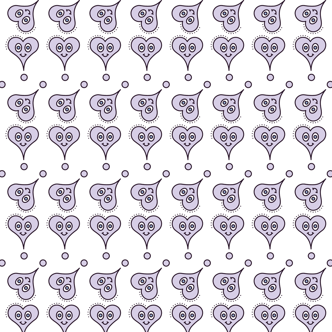 Seamless Pattern of Smiling Hearts on Transparent Love Background