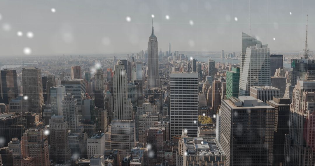 Snowfall Over NYC Skyline in Winter Serenity