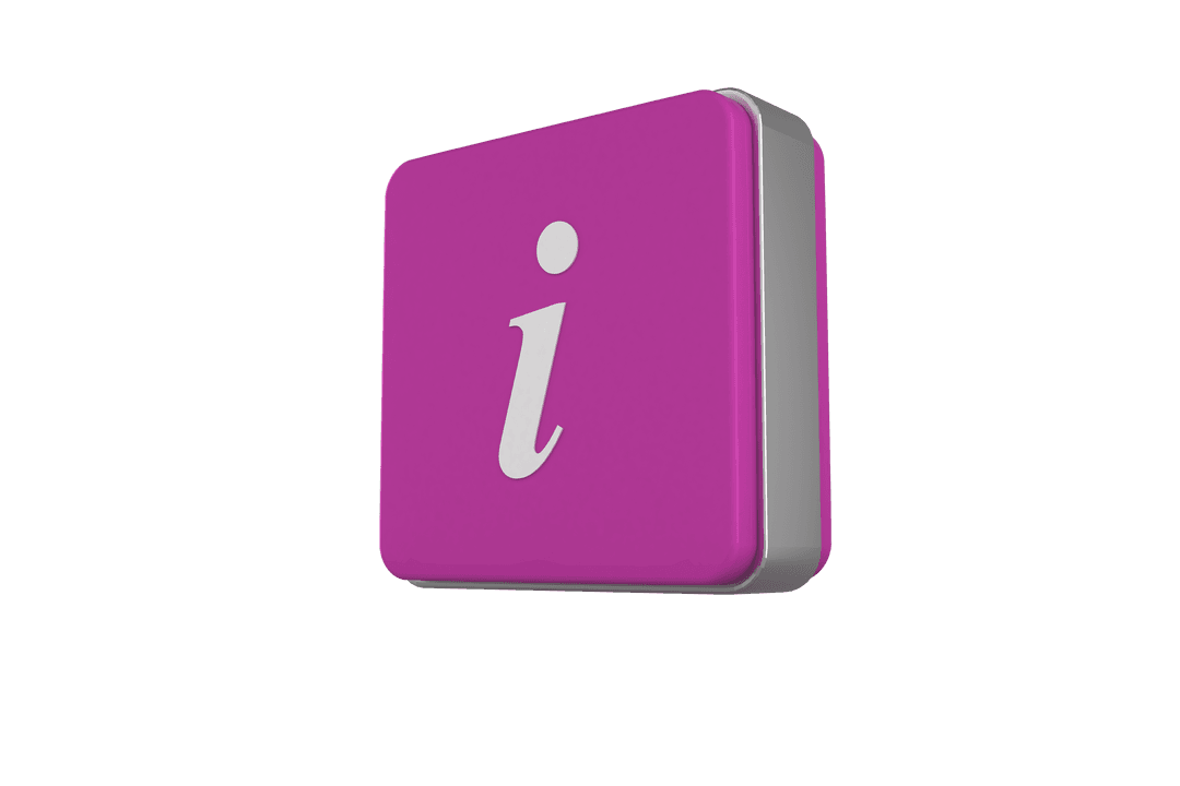Transparent Purple Info Icon 3D Stylized Tablet