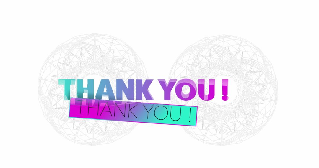 Colorful Thank You Text with Geometric Abstract Design