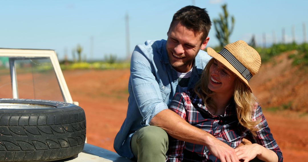 Romantic Couple Enjoying Road Trip in Countryside - Free Images, Stock Photos and Pictures on Pikwizard.com