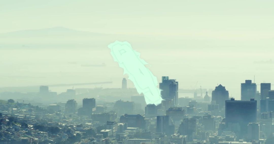 Contemporary Urban Skyline With Mist Over Harbor