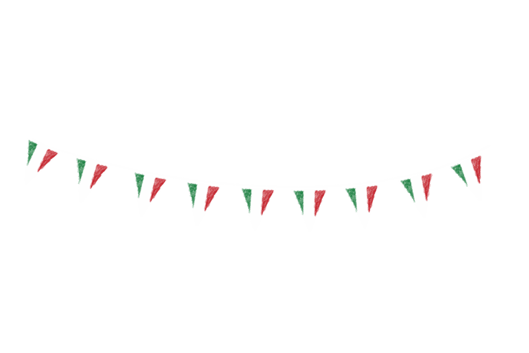 Italian Themed Party Bunting Garland Flags on Transparent Background
