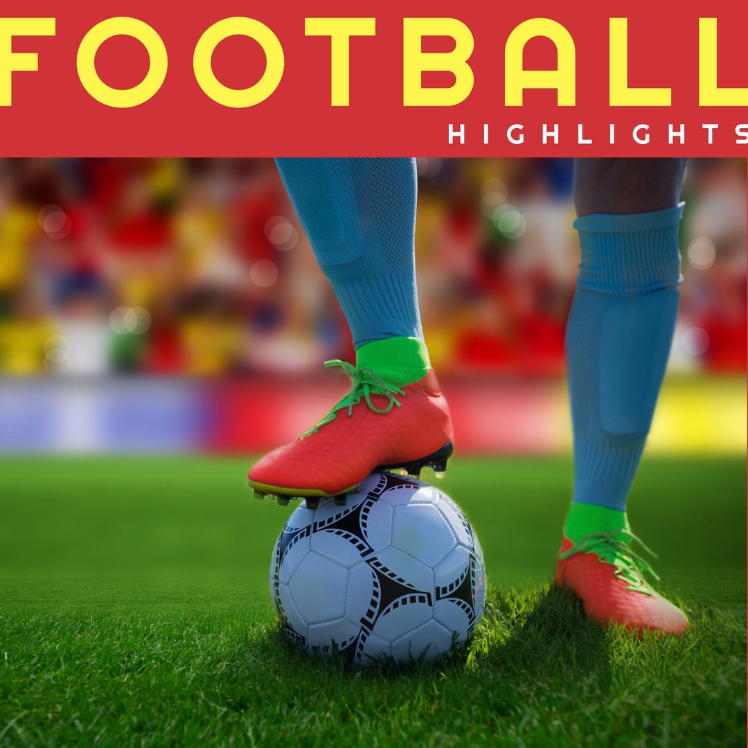 Football Highlights with Soccer Player's Legs on Field - Download Free Stock Templates Pikwizard.com