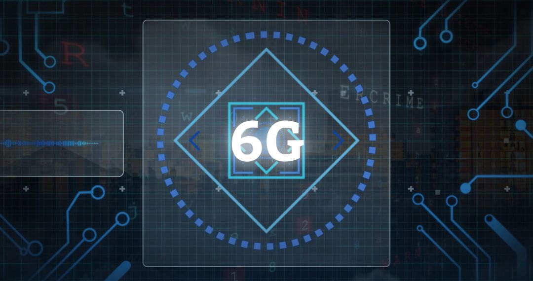 6G Network Concept with Circuit Board and Data Graphics
