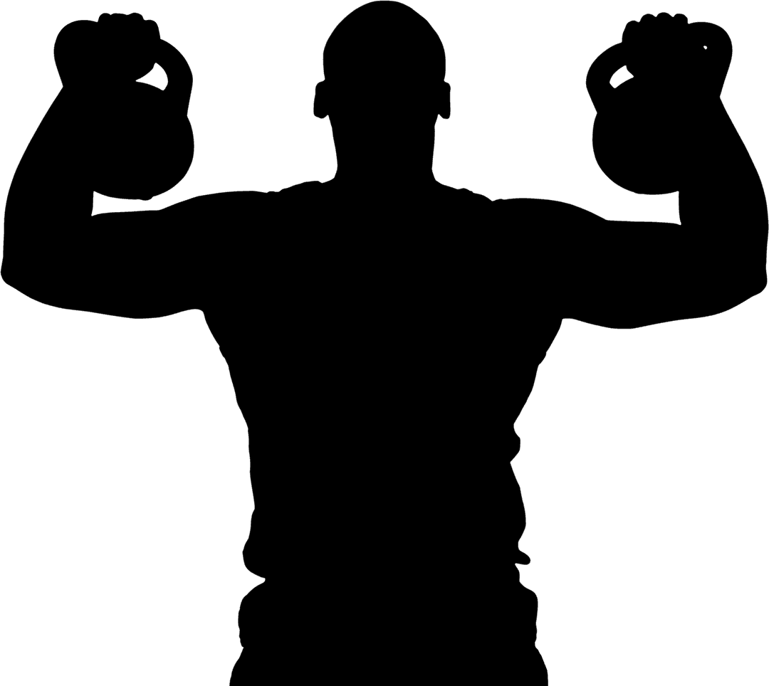 Transparent Silhouette of Man Holding Weights Isolated