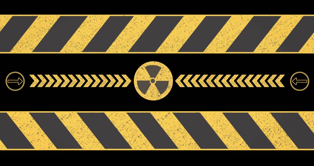 Nuclear Hazard Warning Sign on Black Background