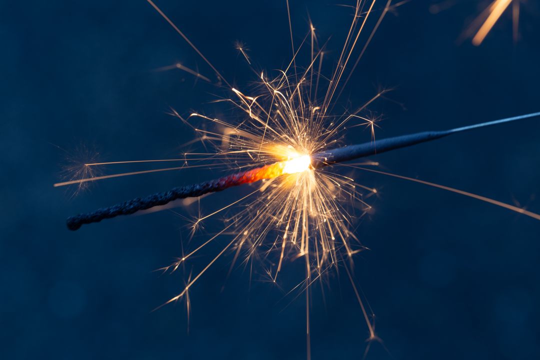 Close-up of Sparkler Burning at Night
