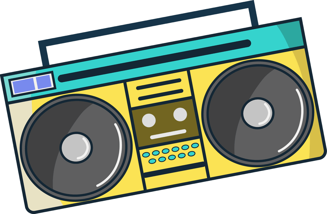 Retro Boombox Vector on Transparent Background Nostalgic Audio Design