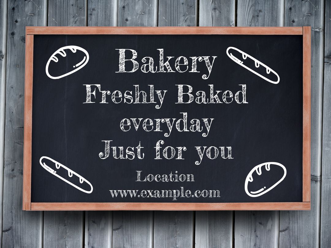 Chalkboard Sign with Bread Illustrations Promoting Local Bakery