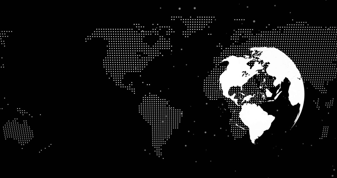Abstract Digital Globe Spinning on World Map