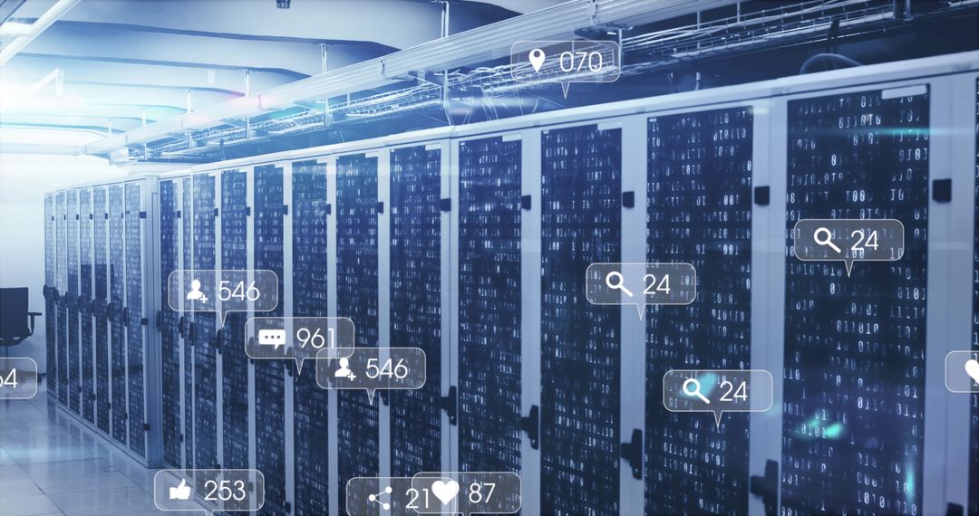 Digital Networking Concept in Modern Server Room