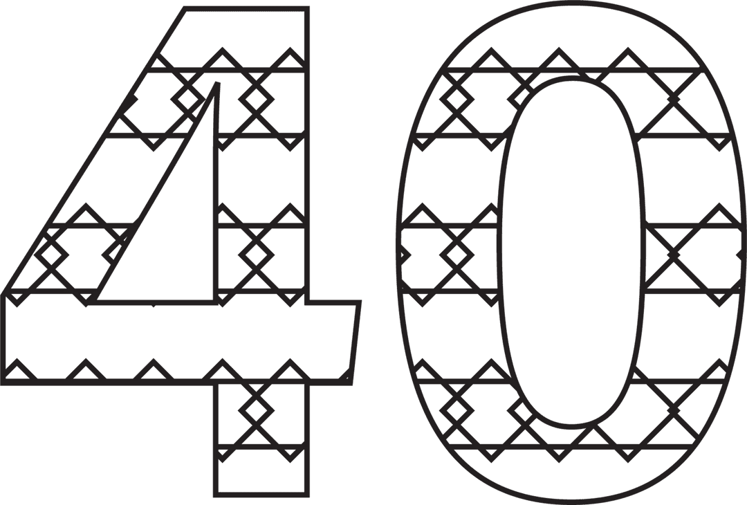Forty Number With Pattern Transparent Celebration Design