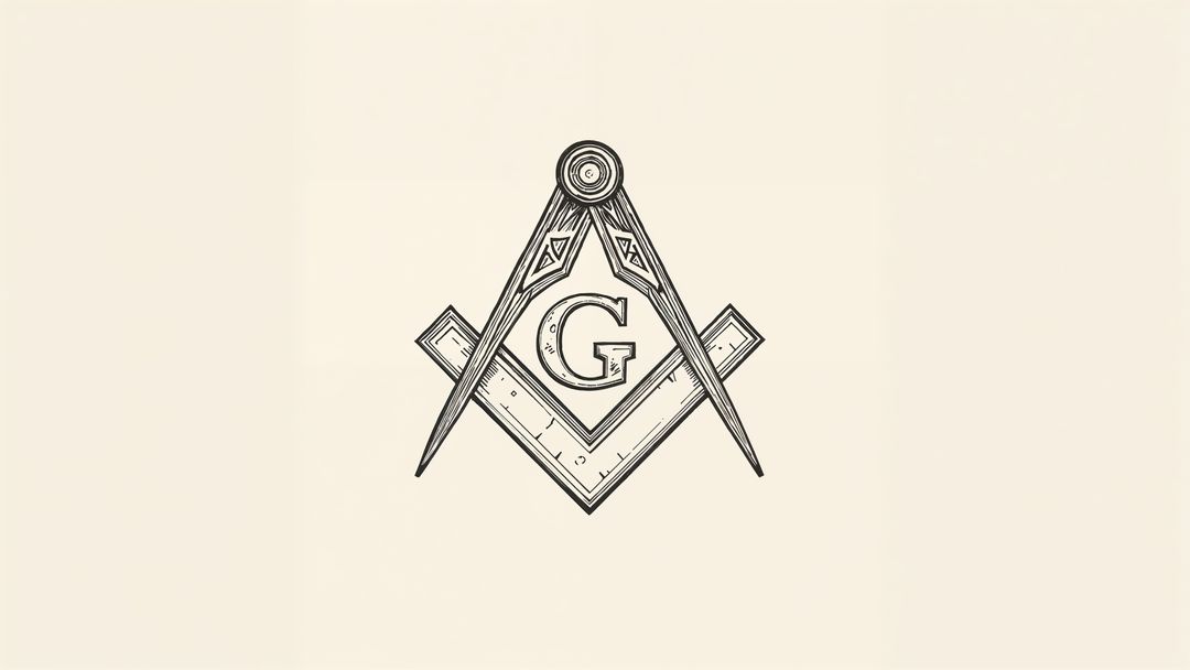 Masonic Square and Compass Emblem with Geometric Design