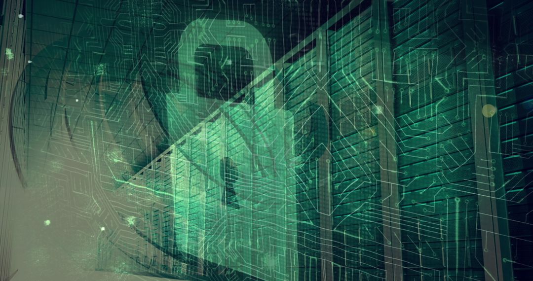 Cybersecurity Concept with Padlock and Digital Circuits