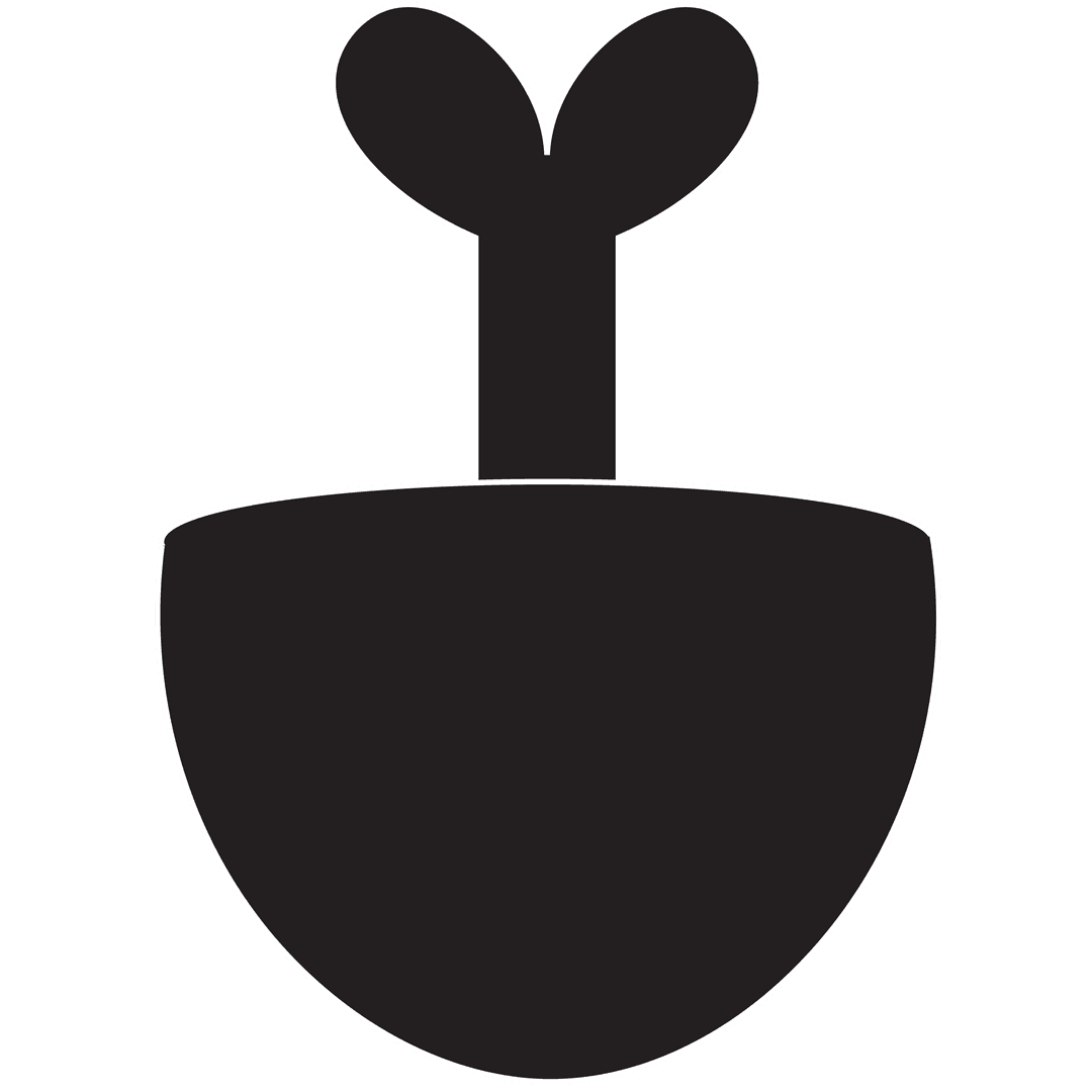 Black Abstract Shape with Plant Design on Transparent Background