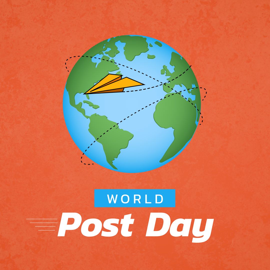 World Post Day Illustration with Globe and Paper Plane