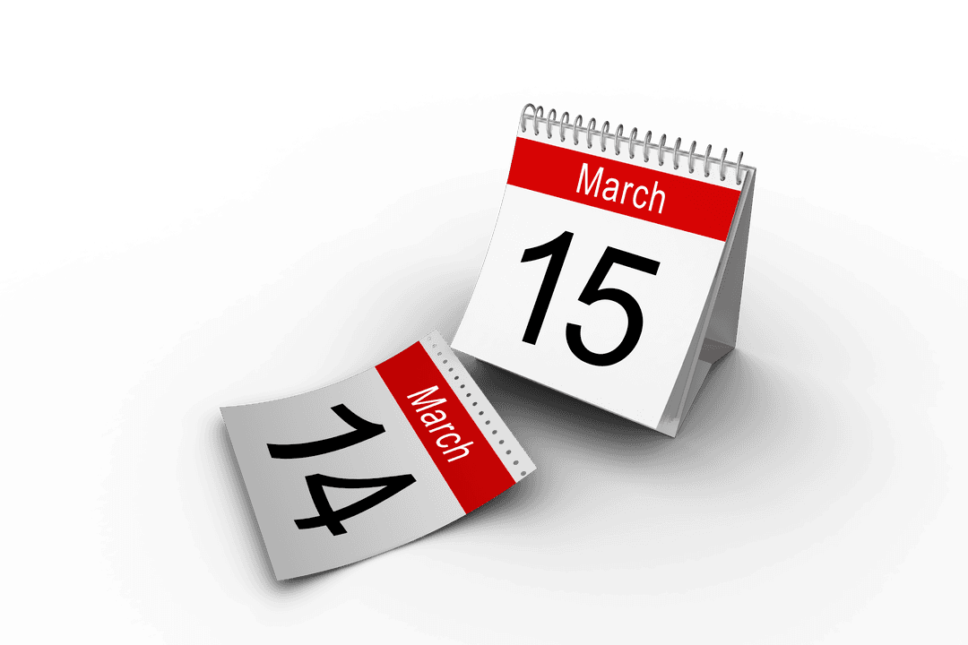Transparent Desk Calendar Showing March 15 with Previous Date Page - Download Free Stock Images Pikwizard.com