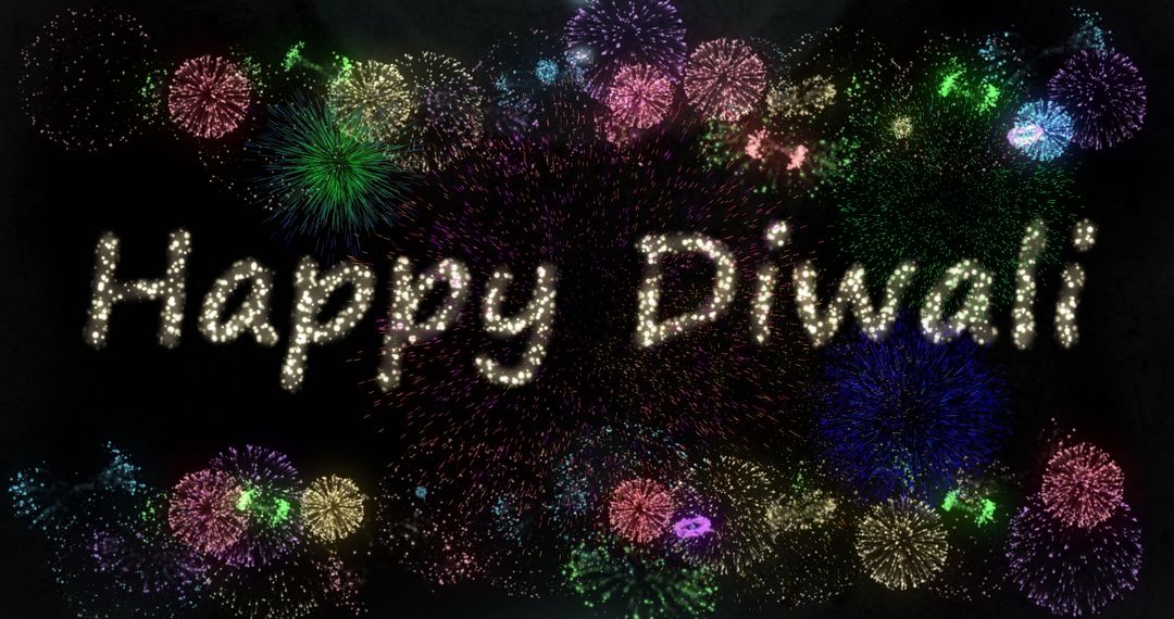 Happy Diwali Festive Greeting with Colorful Fireworks Display