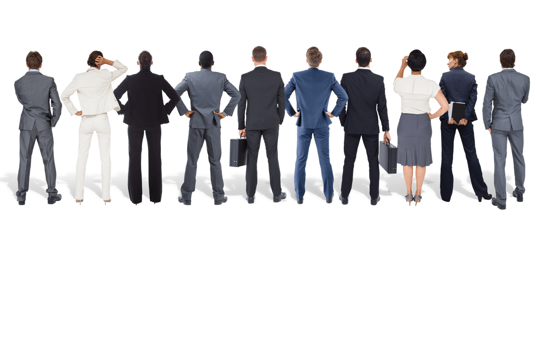Rear View of Diverse Businesspeople on Transparent Background