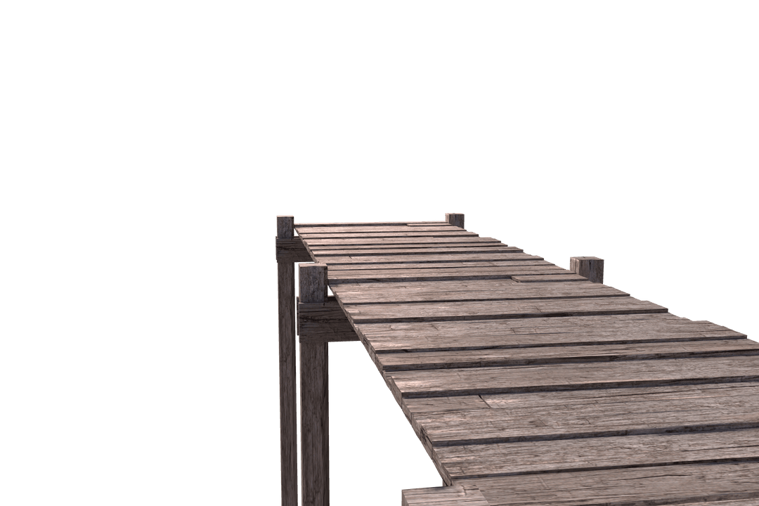 Transparent Old Wooden Bridge Leading into Distance