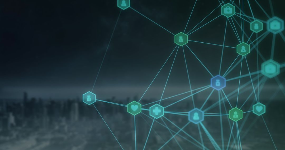 Global Digital Network Interface Over Cityscape