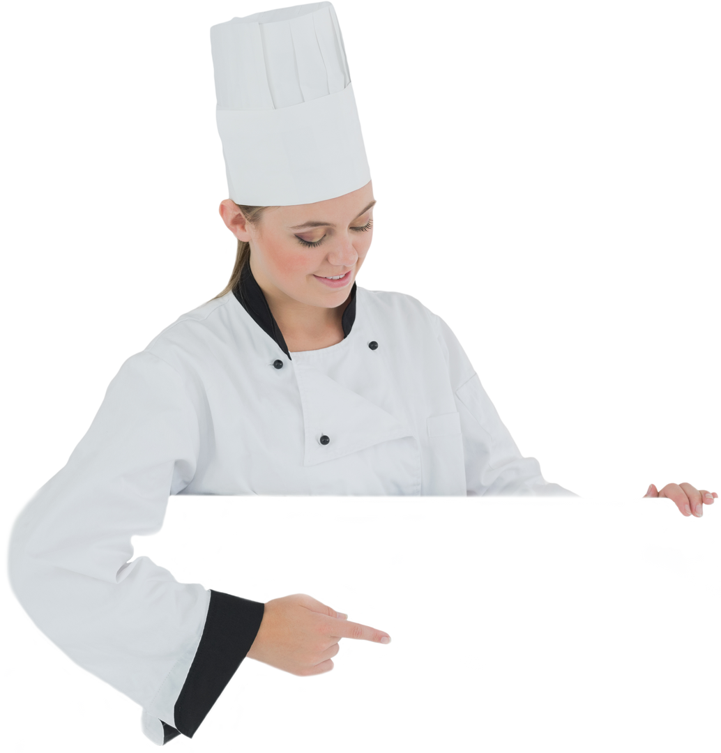 Transparent Chef Holding Blank Sign in Uniform - Download Free Stock Images Pikwizard.com