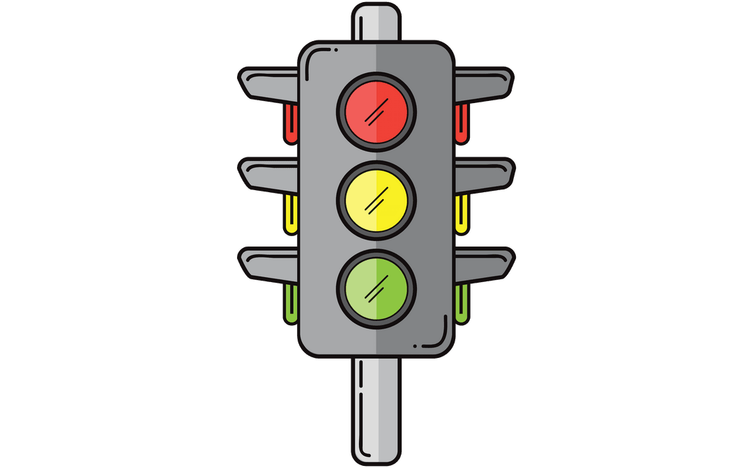 Digital Traffic Lights on Transparent Background Illustration