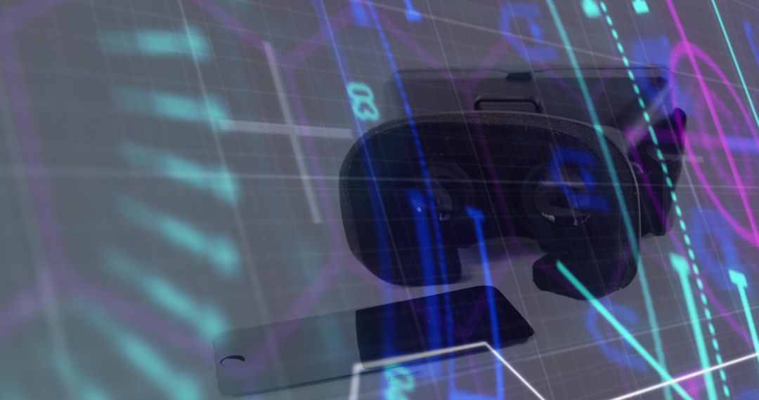 Futuristic Tech Interface with Smartphone and VR Headset