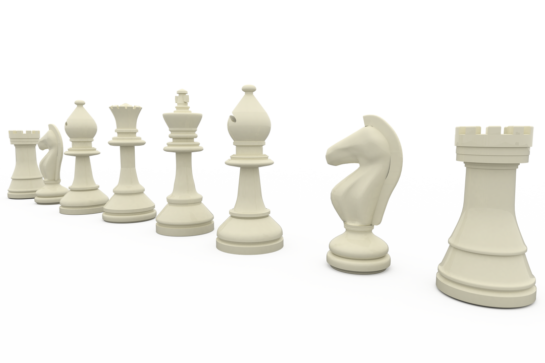 Transparent white chess pieces standing in arrangement - Download Free Stock Images Pikwizard.com