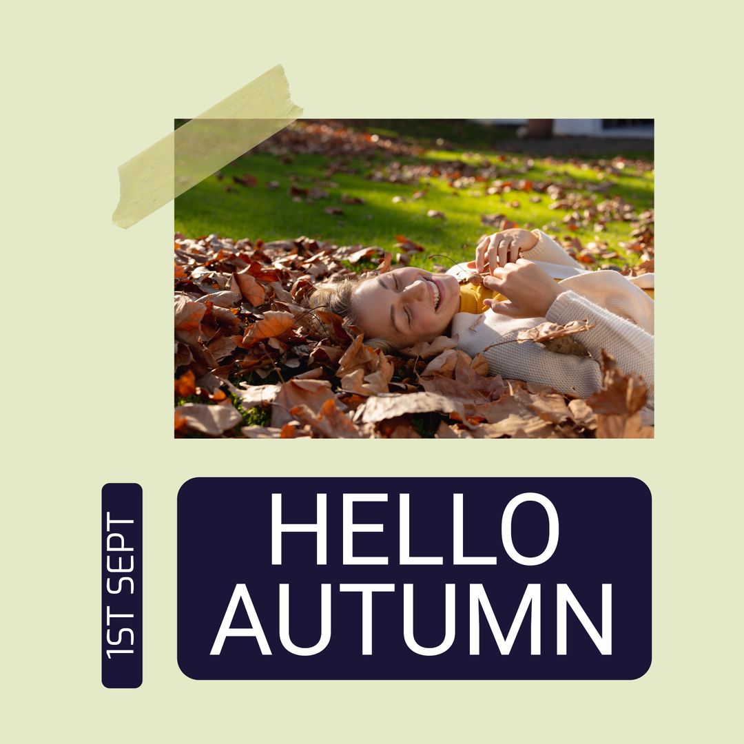 Joyful Woman Celebrating Arrival of Autumn in Leafy Park