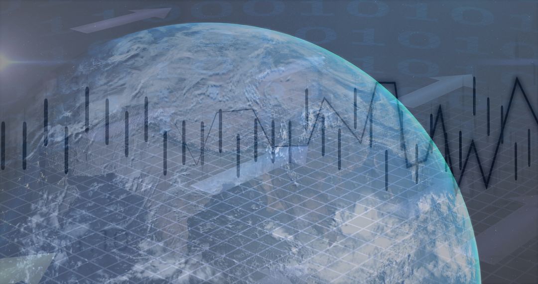 Digital Financial Data Overlay on Rotating Earth