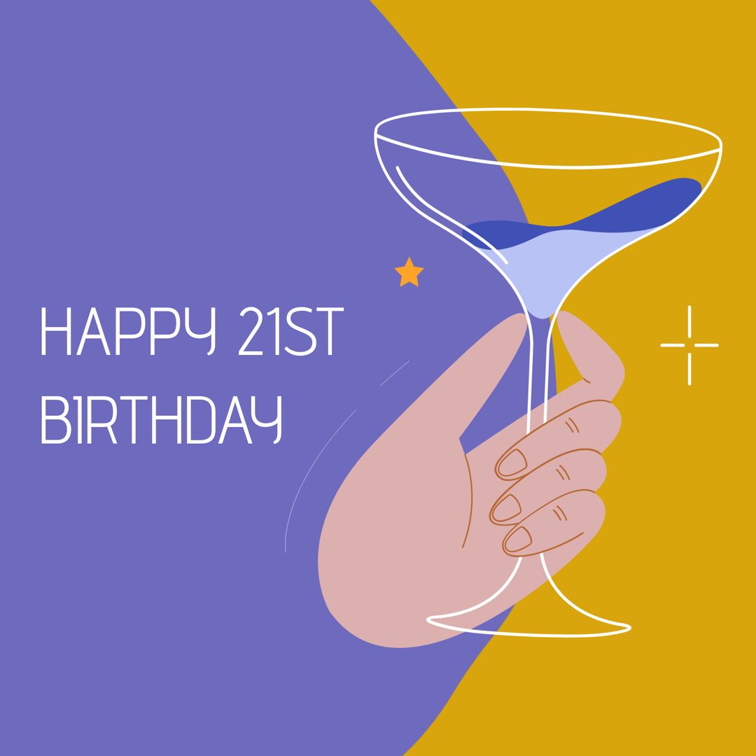Modern 21st Birthday Invitation with Cheers Illustration - Download Free Stock Templates Pikwizard.com