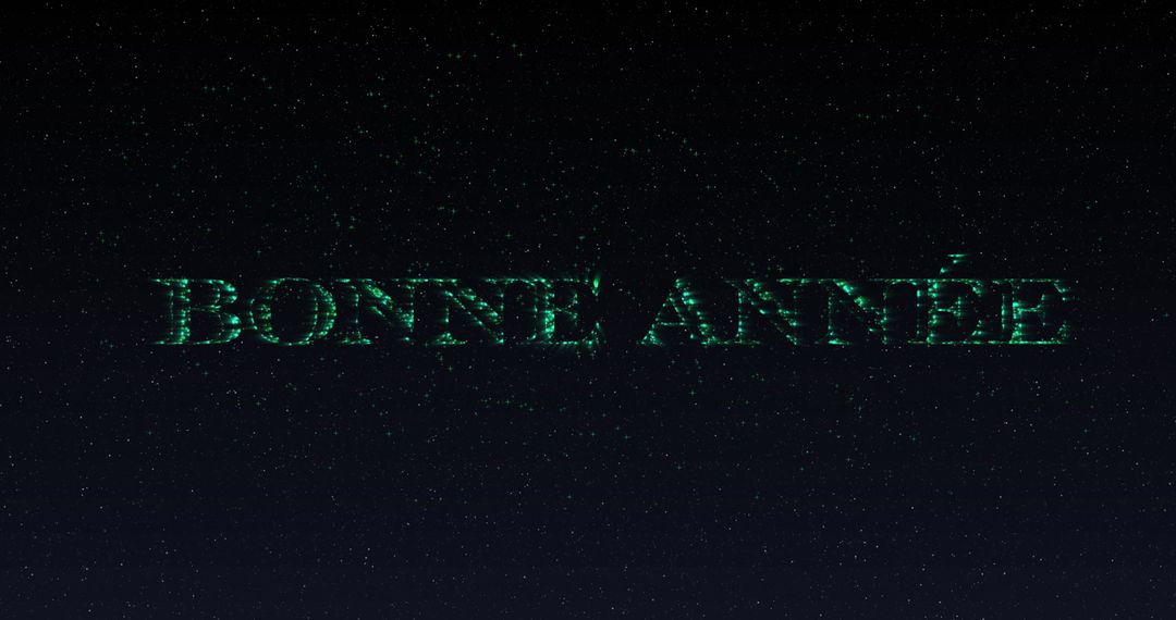 Bonne Année Shimmering Green Lettering with Fireworks