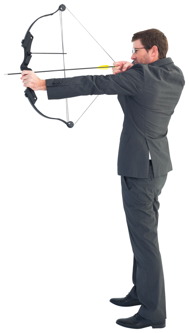 Transparent Background: Businessman Shooting Bow and Arrow Overcoming Challenges - Download Free Stock Images Pikwizard.com