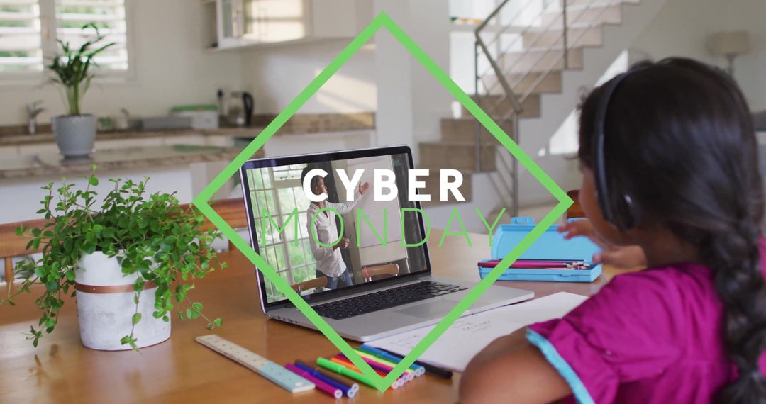 Child Engaged in Online Learning at Home on Cyber Monday