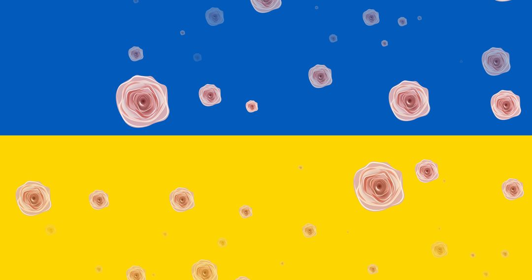 White Roses Floating Over Ukrainian Flag: Symbol of Support and Peace