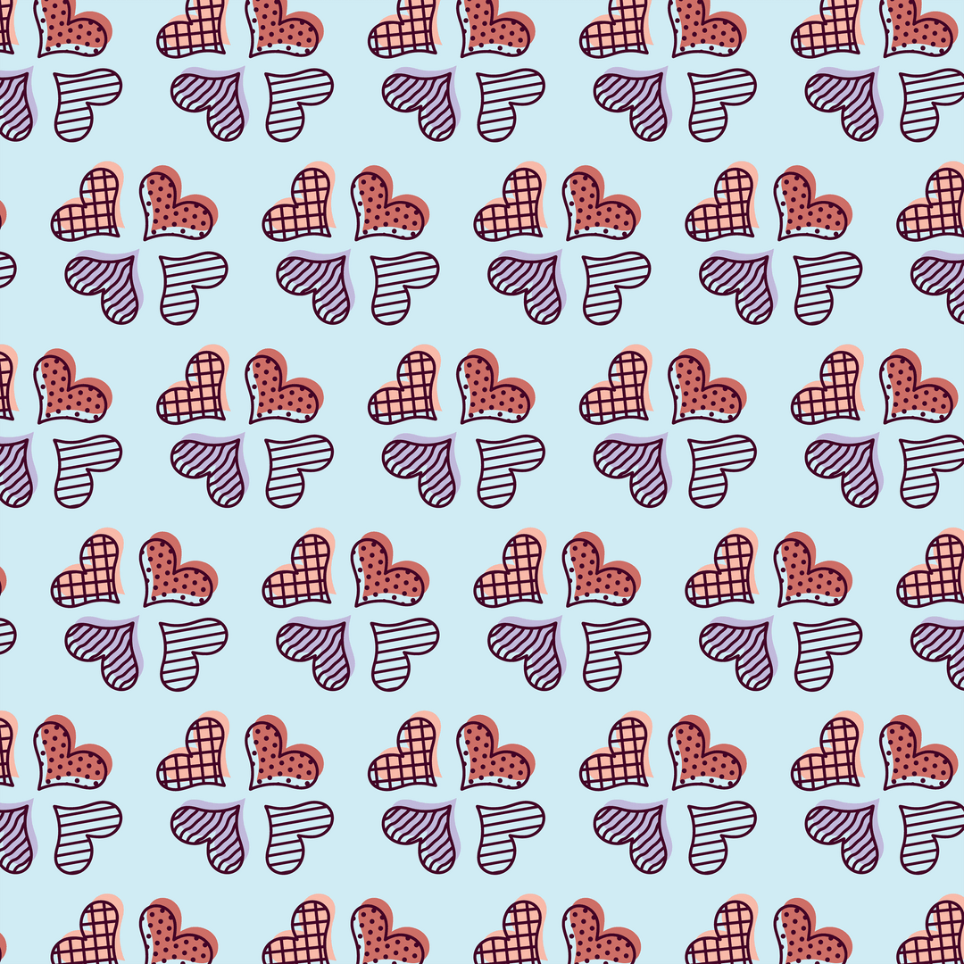 Colorful Repeated Heart Pattern on Transparent Background