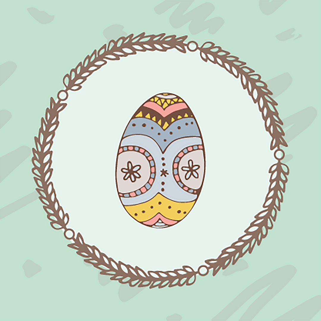 Transparent Cute Illustration of Fancy Easter Egg with Pastel Patterns